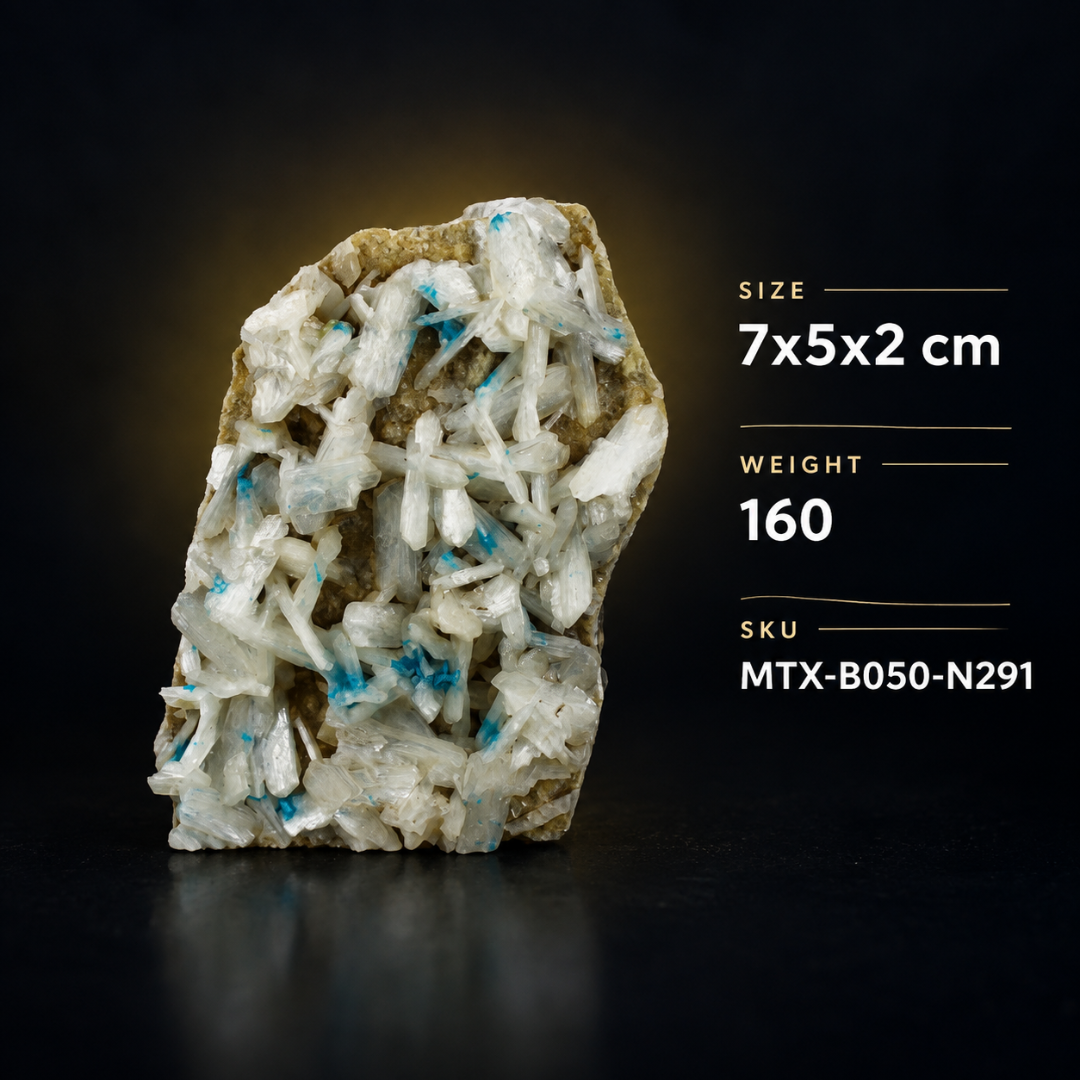 Natural Cavansite Crystal with Heulandite Matrix – Mineral Specimen from India