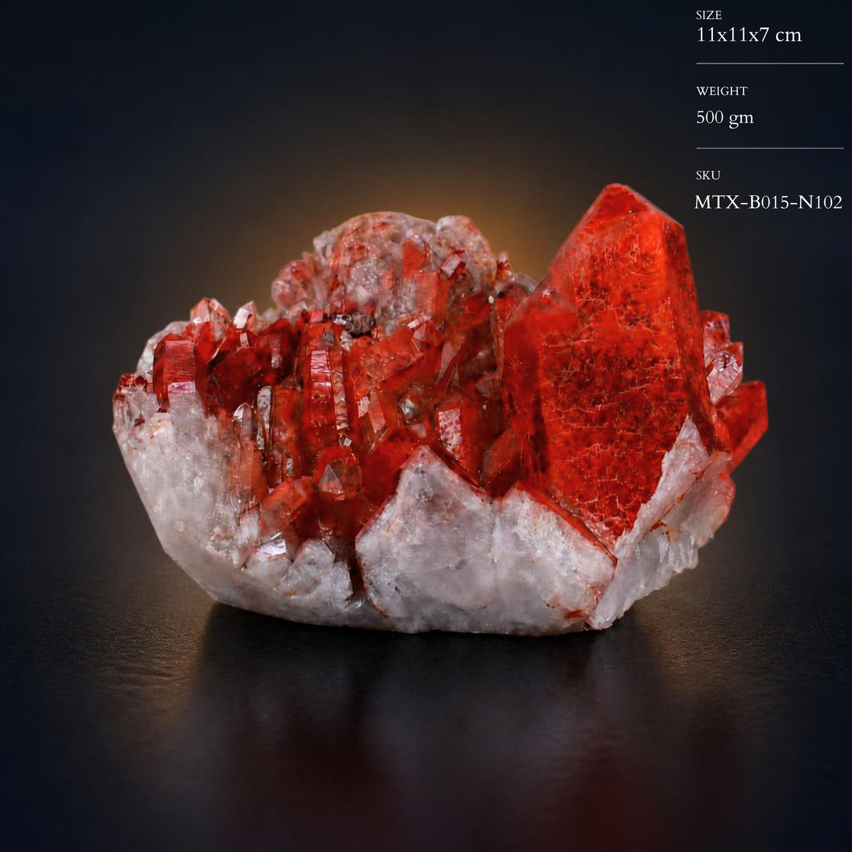 Natural Red Hematoid Quartz Mineral Specimen 11 × 11 × 7 cm, 500 g