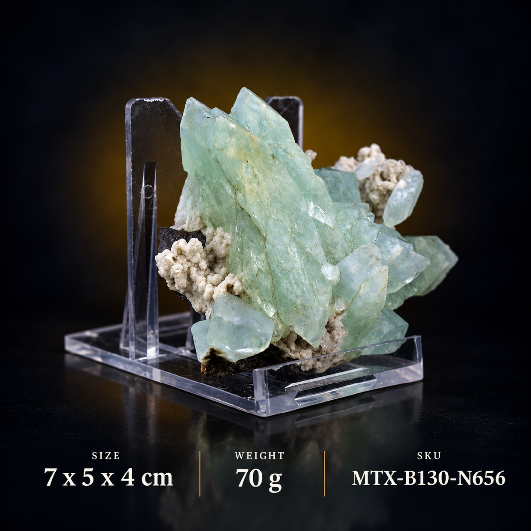 Natural Green Apophyllite with Stilbite Mineral Specimen – 70g