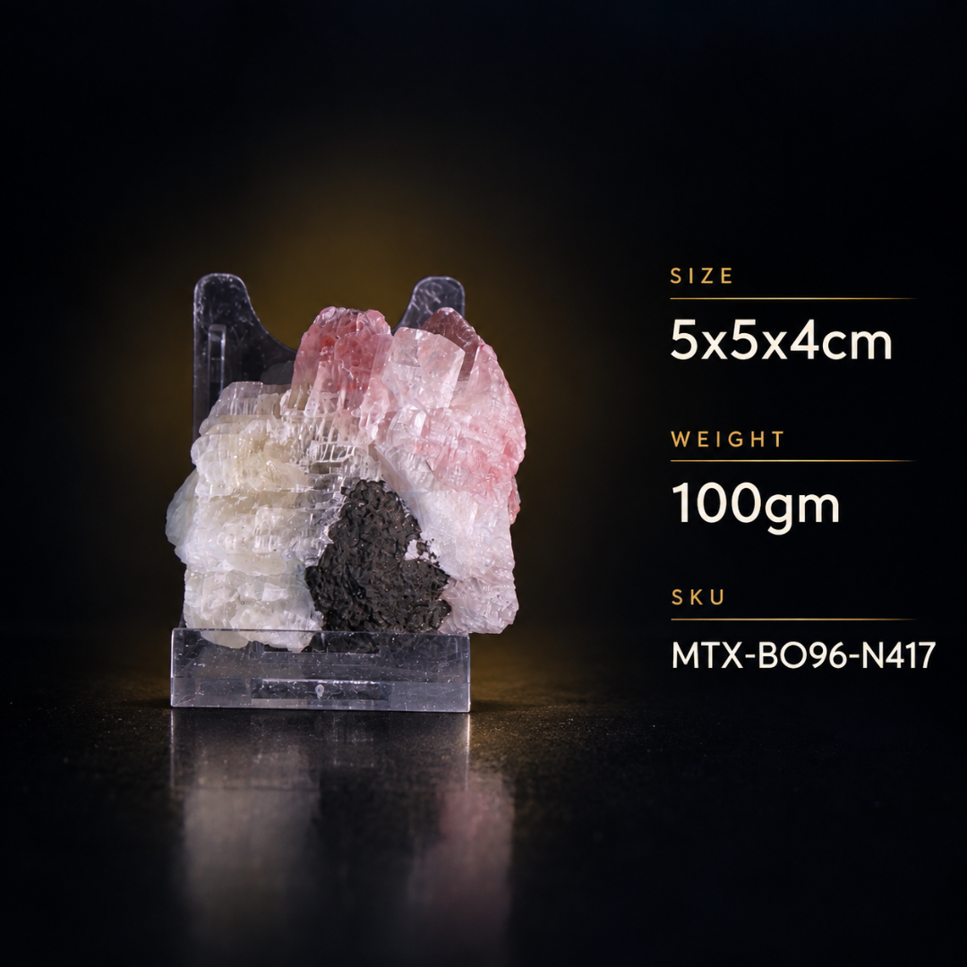 Natural Pink Calcite Crystal Mineral Specimen – India