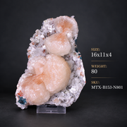 Natural Peach Pink Stilbite with White Apophyllite Crystal Cluster – 80 g