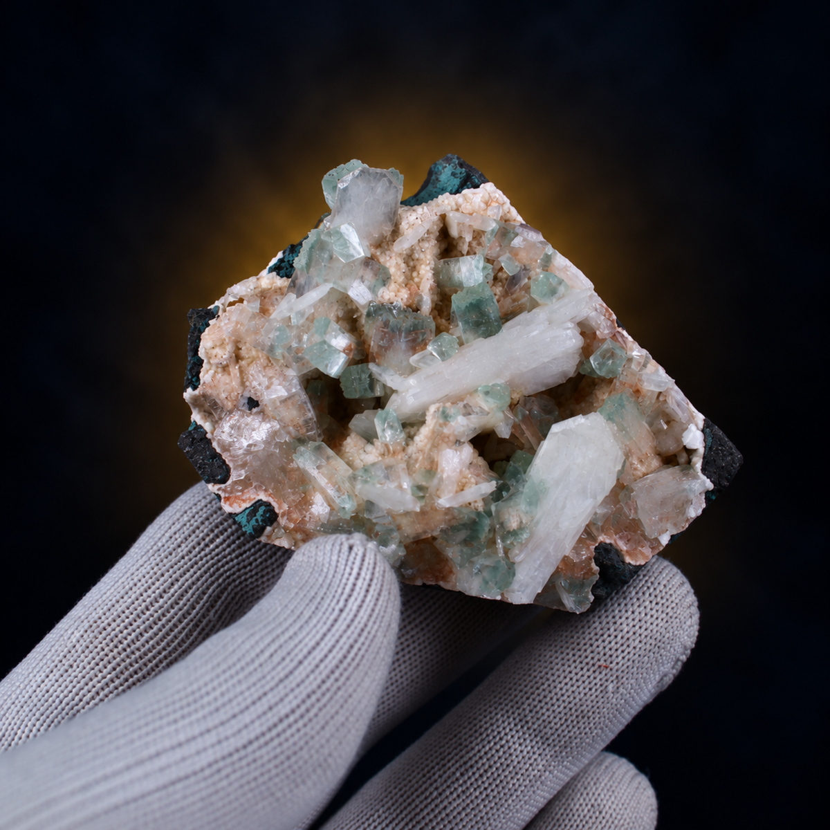 Natural Apophyllite with Heulandite and Stilbite on Matrix – 130 g