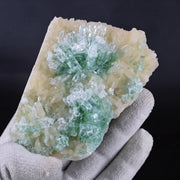 Natural Green Apophyllite with Stilbite Crystal Matrix Mineral Specimen from India 22 gm 11 × 7 × 2 cm