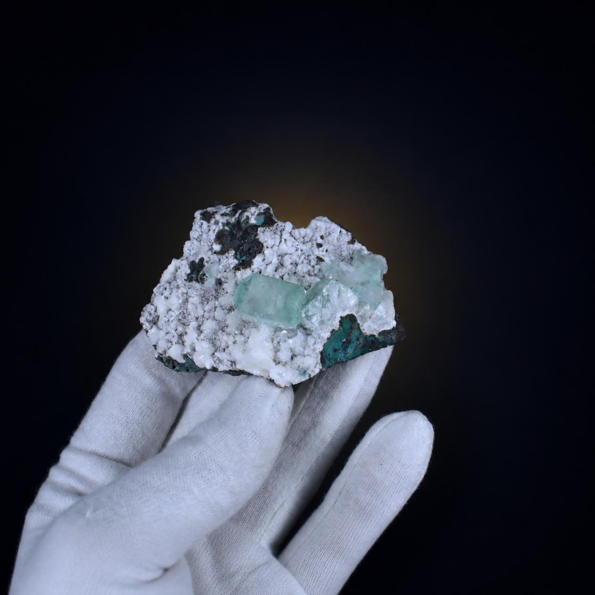 Green Apophyllite Crystal Cluster on White Stilbite Matrix | Natural Mineral
