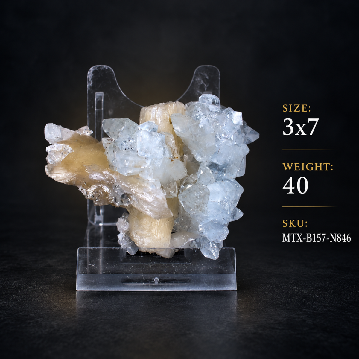 Natural Apophyllite with Stilbite Crystal Cluster – 40 g