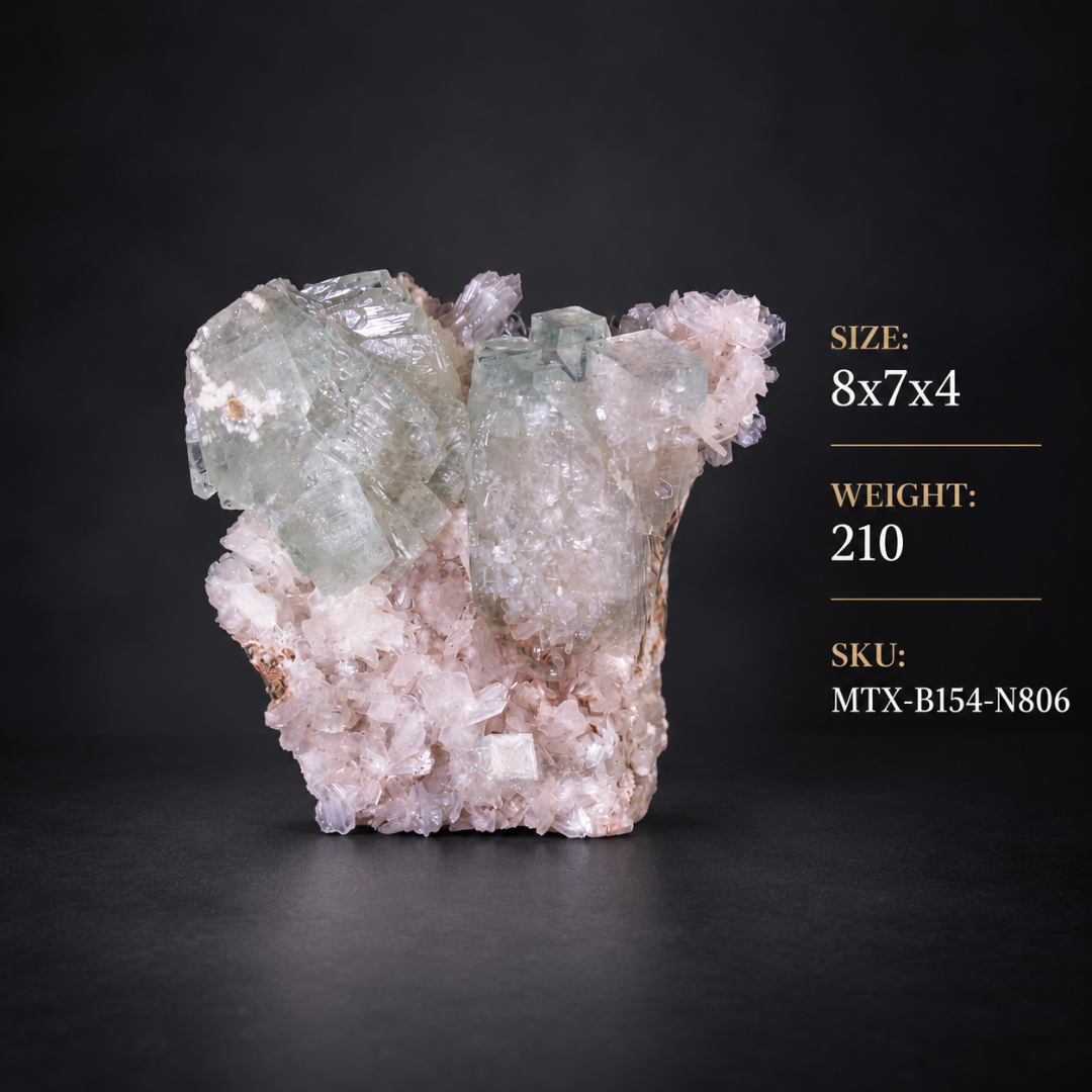 Natural Green Apophyllite with Stilbite, Matrix &amp; Heulandite – 210 g