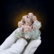 Natural Pink Stilbite with Green Apophyllite Mineral Specimen – 80g