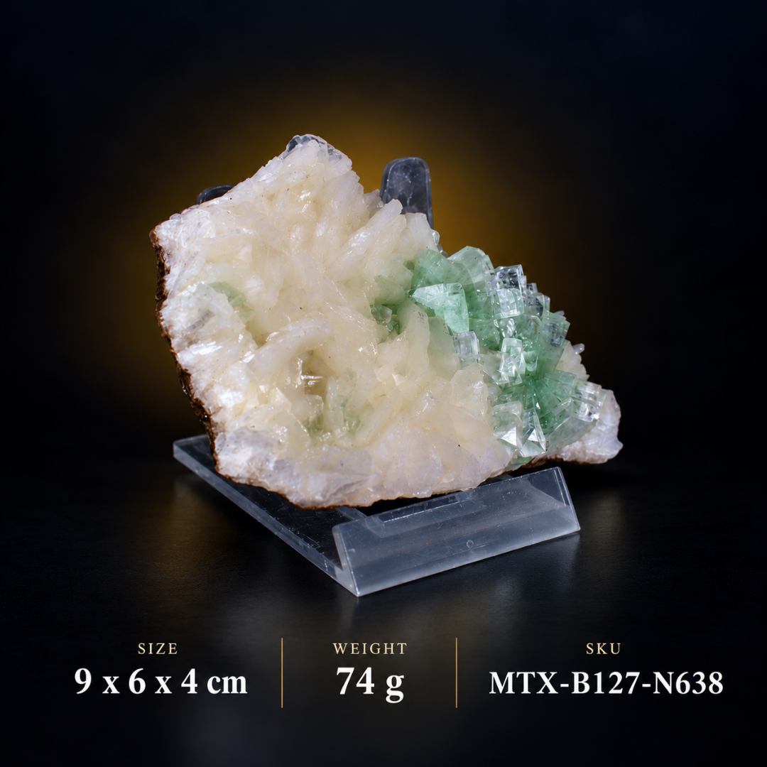 Natural Green Apophyllite with Heulandite Mineral Specimen – 74g