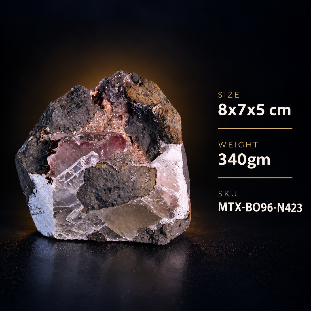 Natural Pink Calcite Crystal Mineral Specimen – India