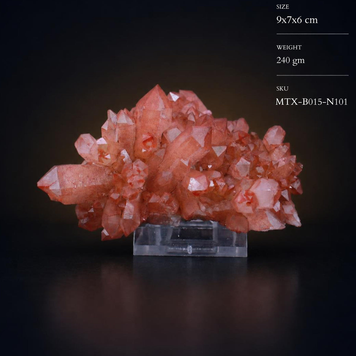 Natural Red Hematoid Quartz Mineral Specimen 9 × 7 × 6 cm 240 g