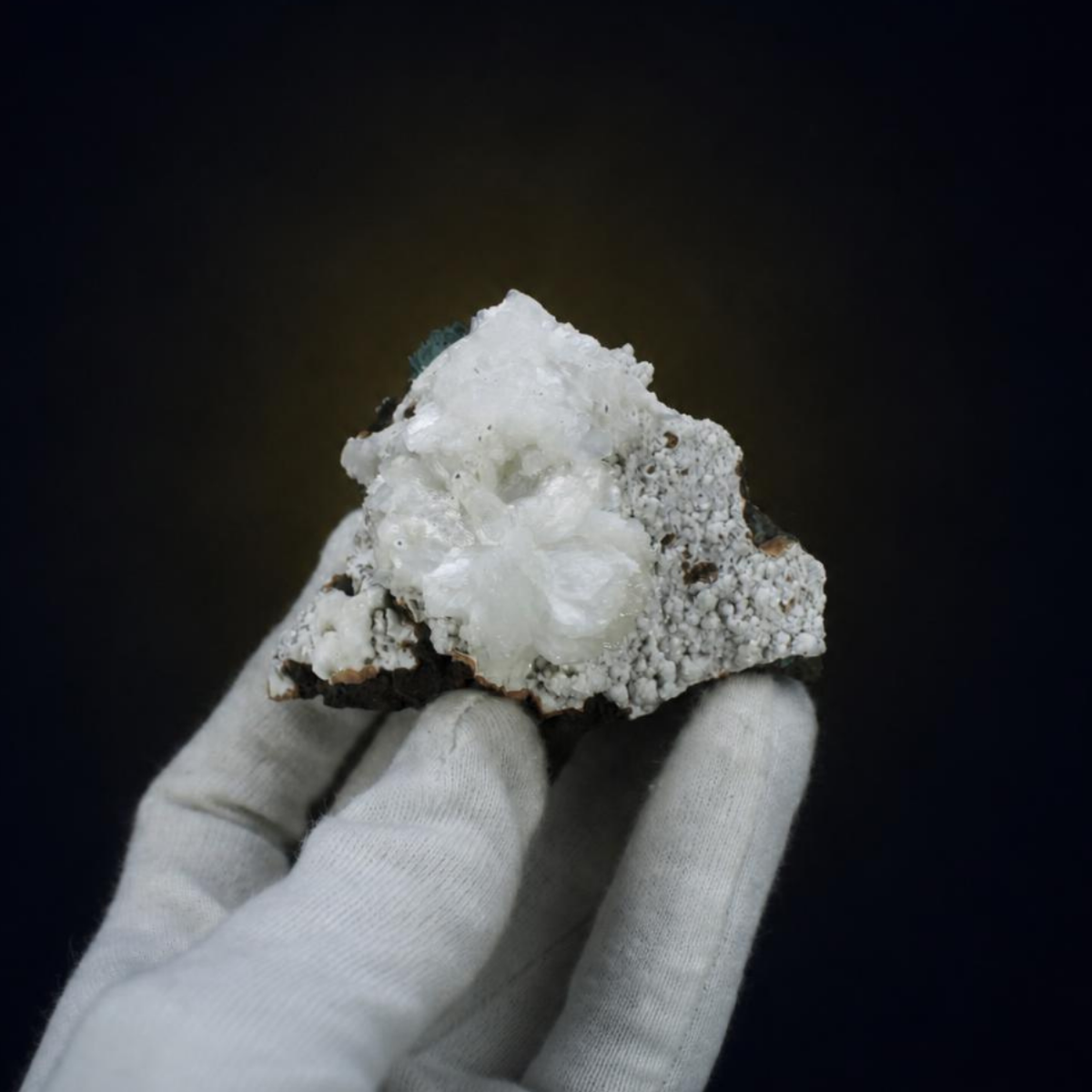White Apophyllite with Stilbite on Rock Matrix – Natural Mineral Specimen