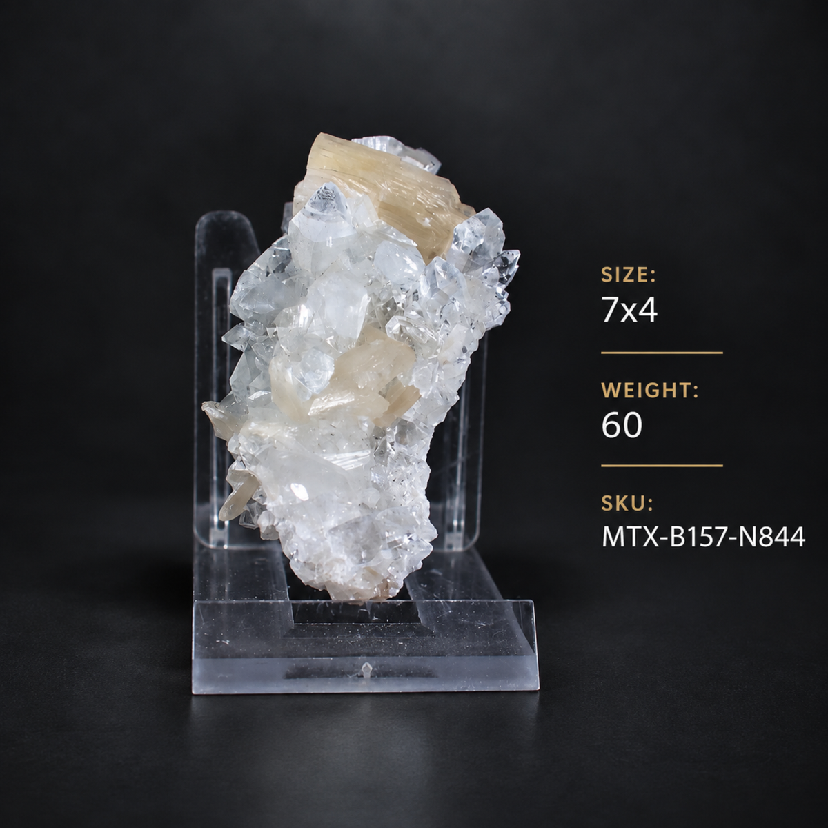 Natural Apophyllite with Stilbite Crystal Cluster – 60 g