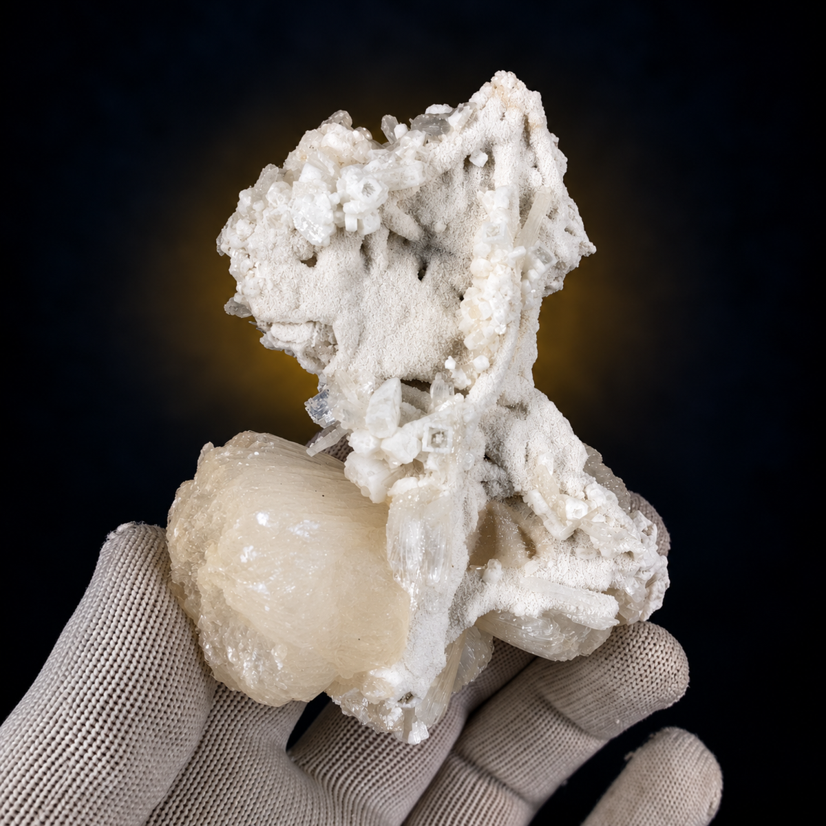 Natural Stilbite with Heulandite Crystal Cluster – 230 g