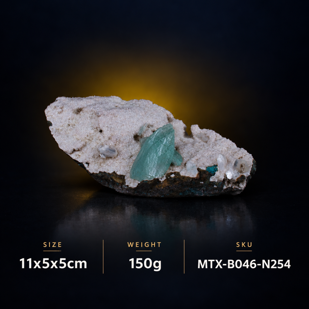 Green Apophyllite on Mordenite Matrix · 150 g · 11 × 5 × 5 cm · India
