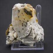 Natural Fluorescent Transparent Apatite with Pyrite & Black Tourmaline on Matrix