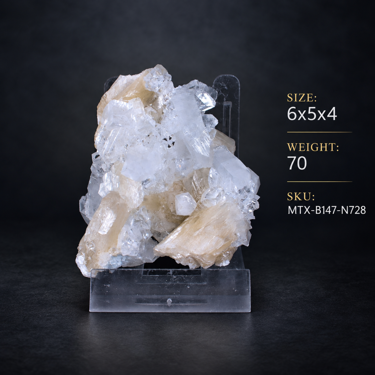 Apophyllite & Stilbite Crystal Cluster | 6 × 5 × 4 cm | 70 g
