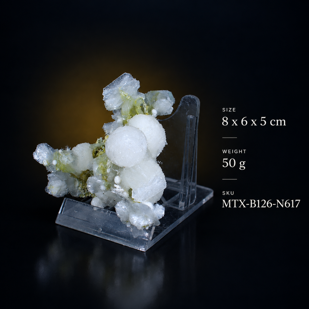 Okenite Apophyllite Heulandite Natural Crystal Specimen – 50g, 8 × 6 × 5 cm