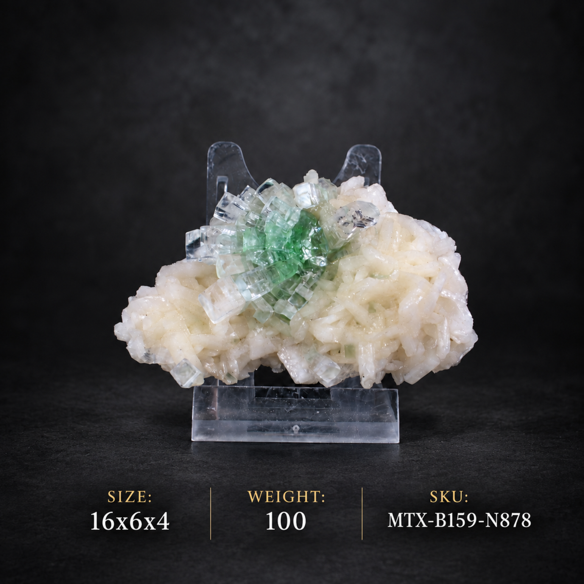 Natural Green Apophyllite with Stilbite on Heulandite Matrix – 100 g