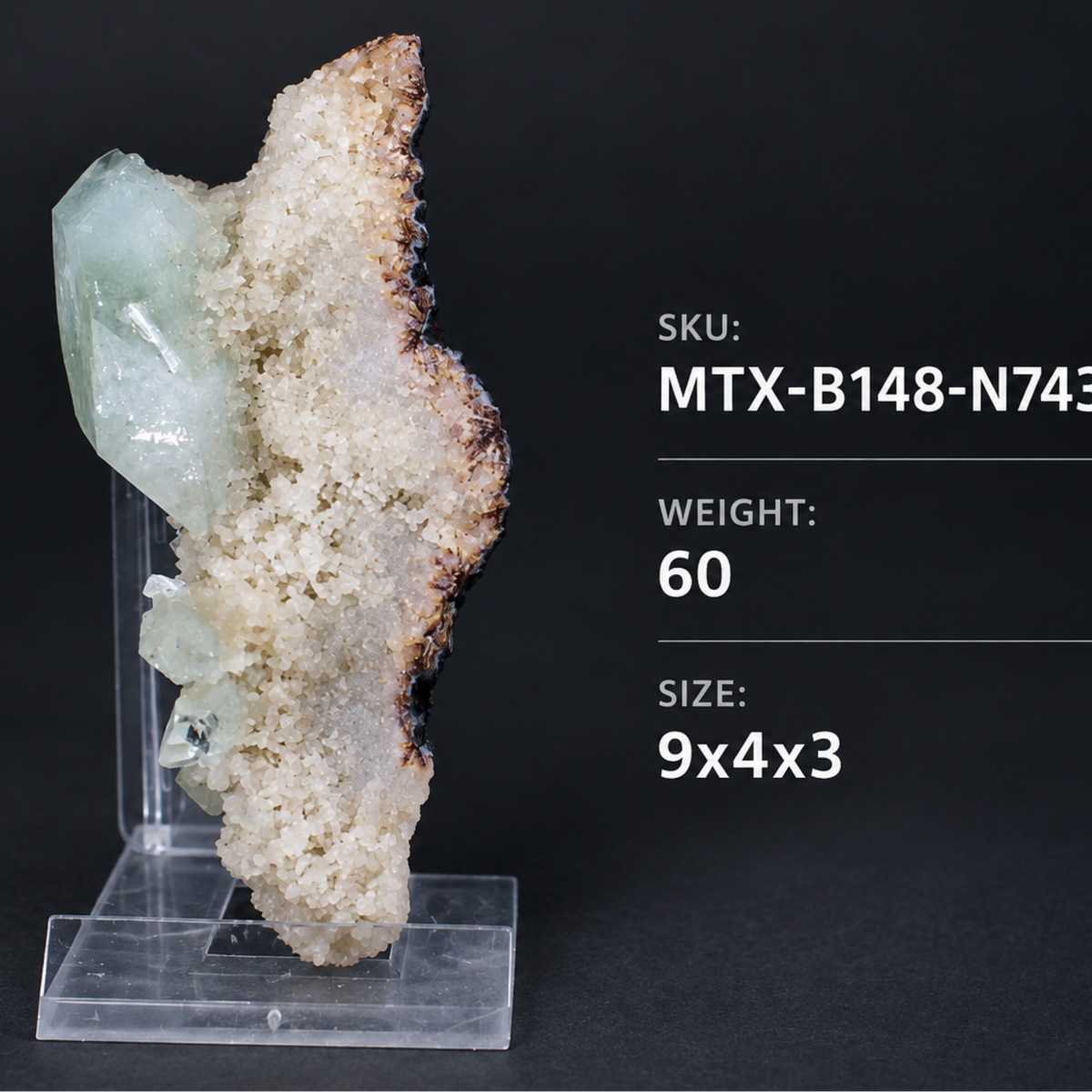 Green Apophyllite Crystal on Stilbite Matrix 9×4×3 cm | 60g