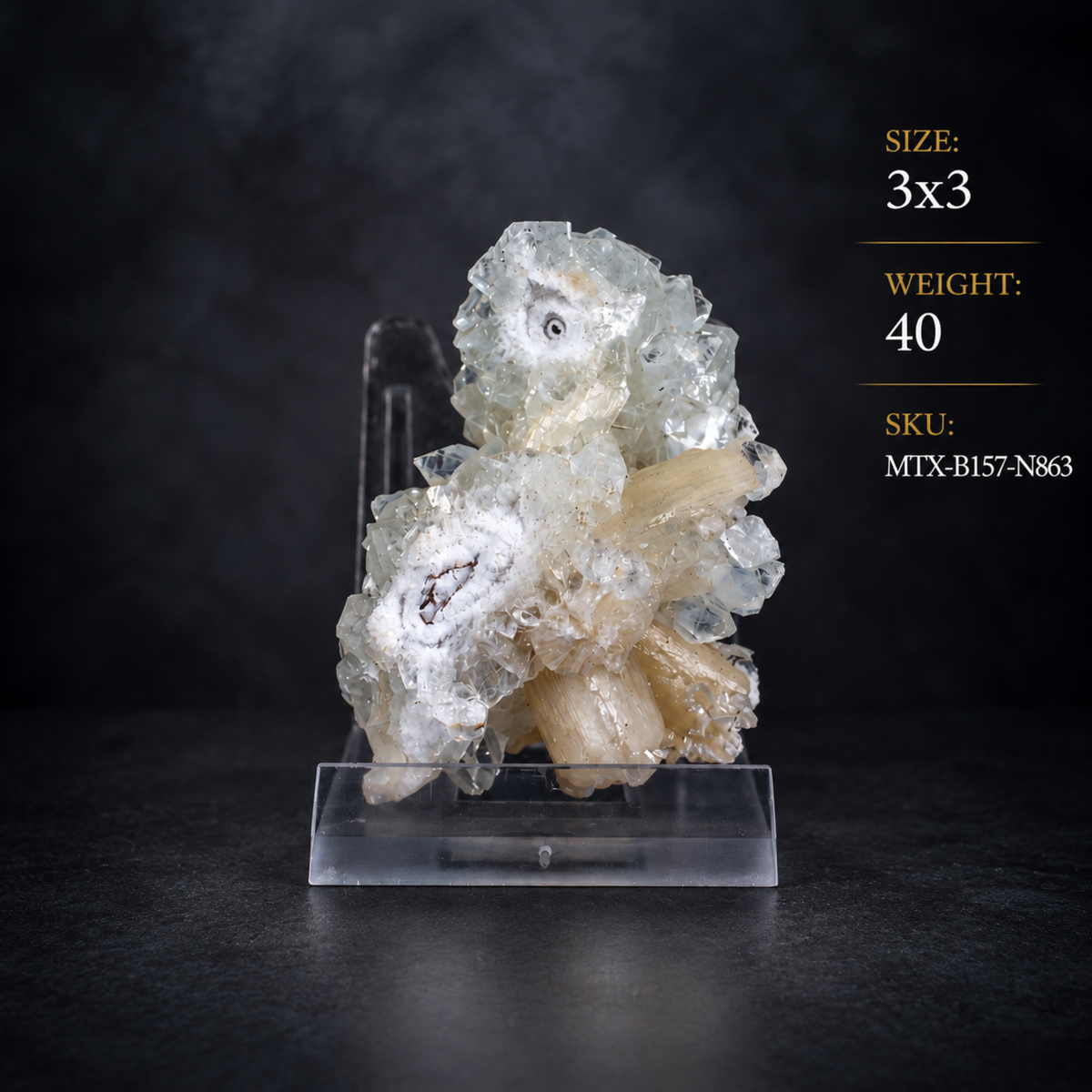 Natural Apophyllite with Stilbite Crystal Cluster – 40 g