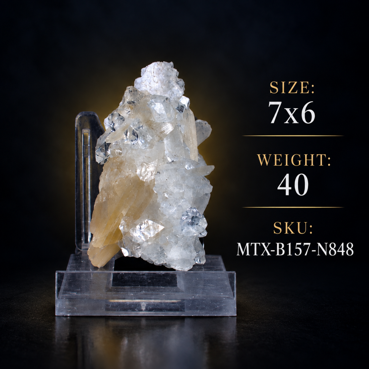 Natural Apophyllite with Stilbite Crystal Cluster – 40 g