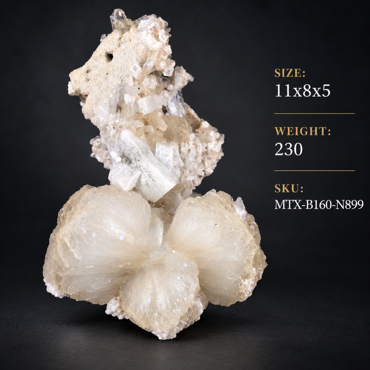 Natural Stilbite with Heulandite Crystal Cluster – 230 g