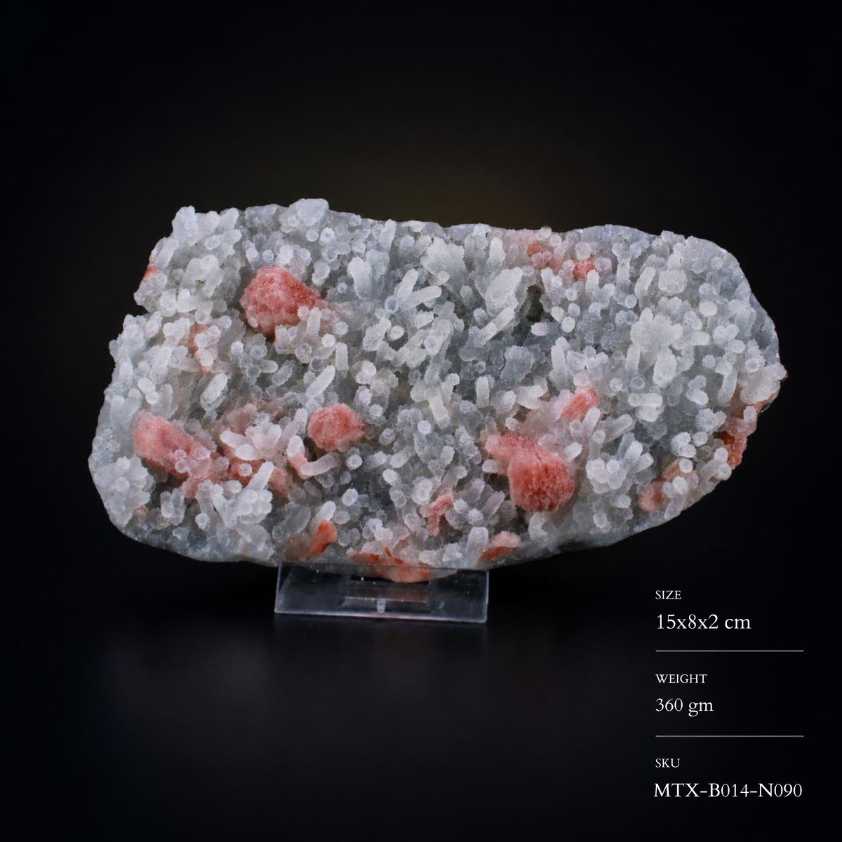 Natural Chalcedony Crystal Matrix Mineral Specimen from India 360 gm 15 × 8 × 2 cm