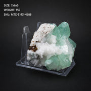 Green Double-Terminated Tabular Apophyllite on White and Dark Brown Matrix · 150 g · 7 × 6 × 5 cm · Pune, Maharashtra, India