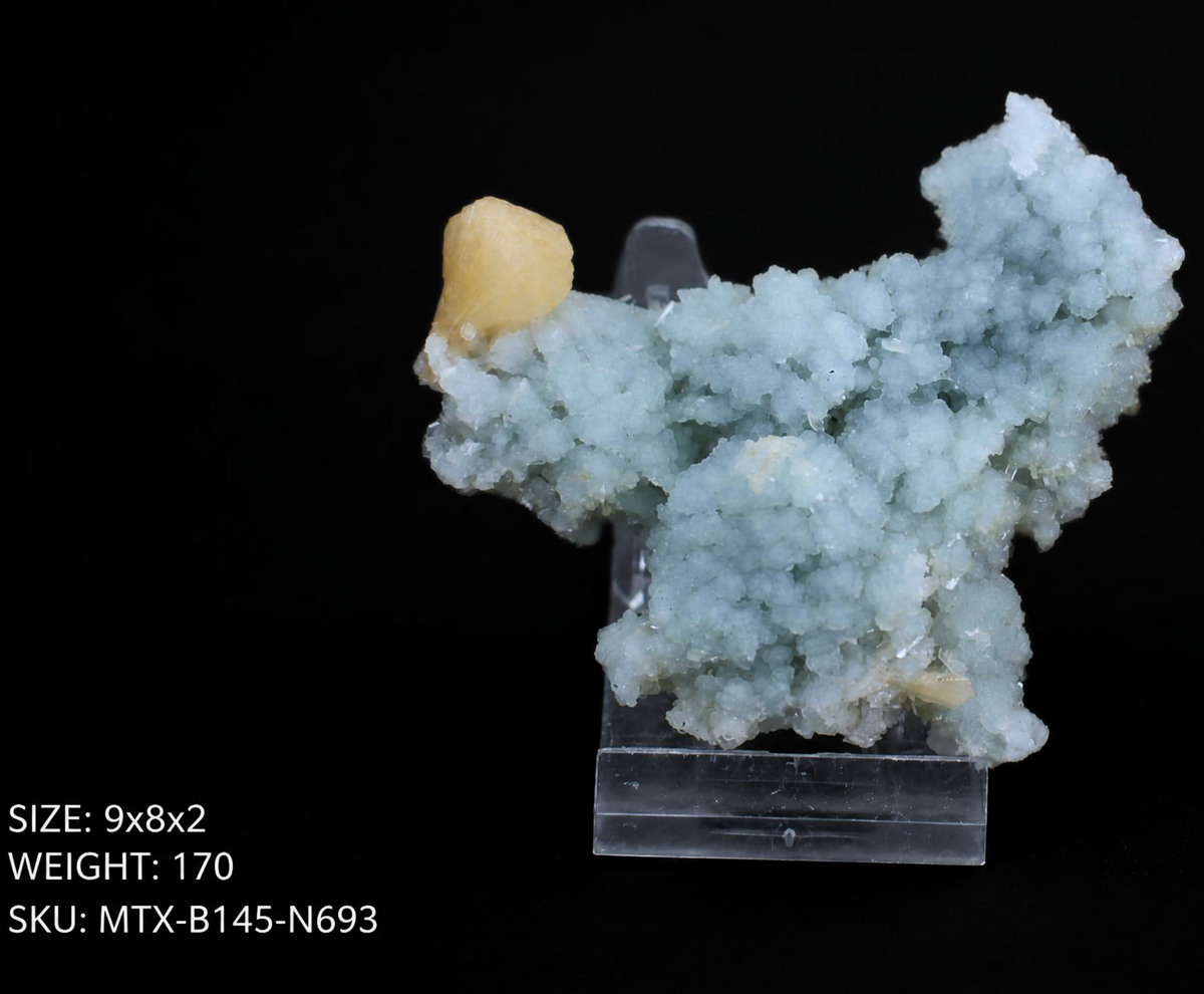 Stilbite on Blue Chalcedony Matrix Indian Mineral Specimen Natural Crystal