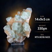 Natural Green Apophyllite with Heulandite Crystal Specimen – India