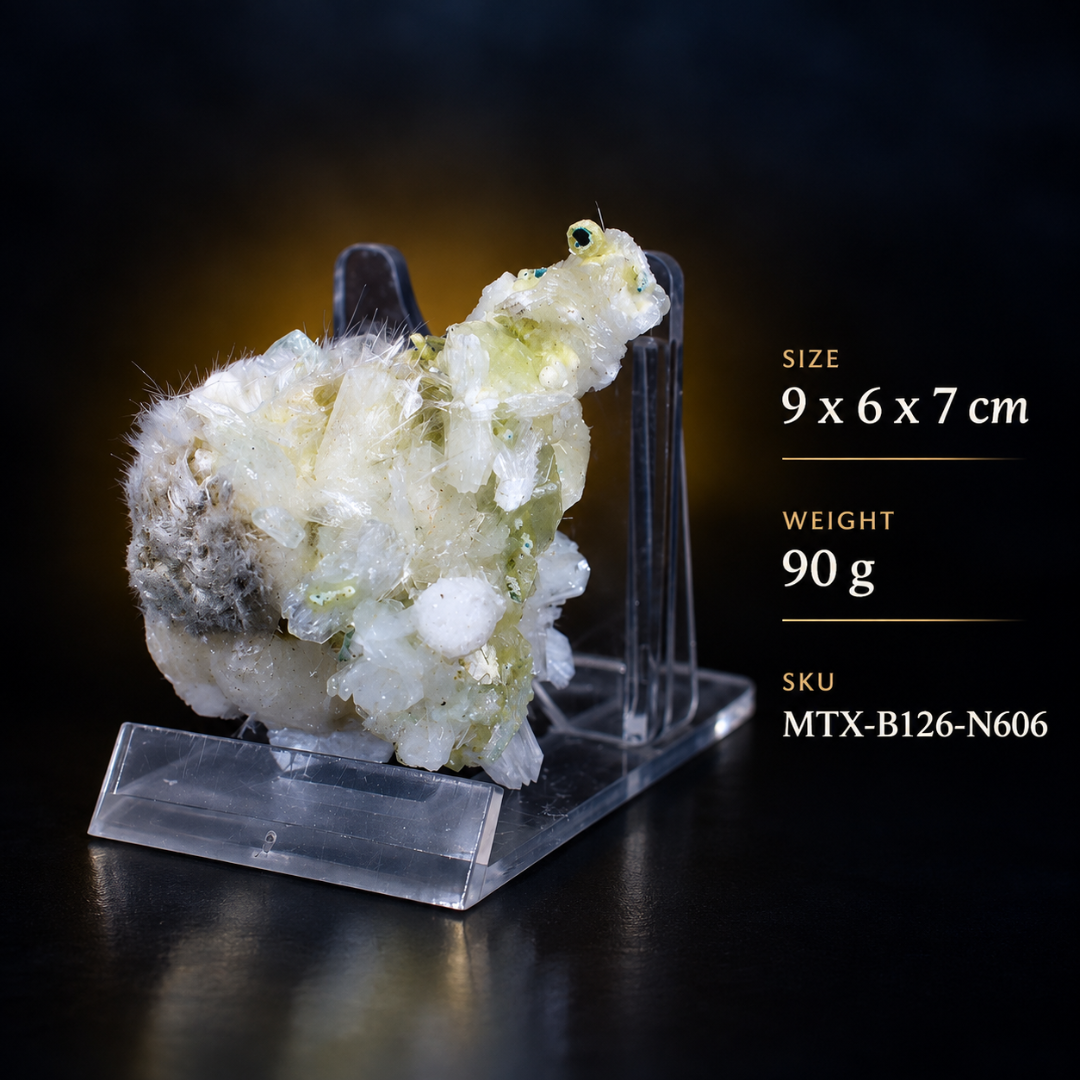 Natural Apophyllite with Heulandite &amp; Okenite Mineral Specimen – 90g