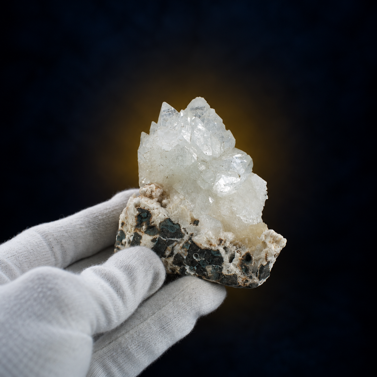 Natural White Apophyllite with Stilbite on Basalt Matrix – 260 g