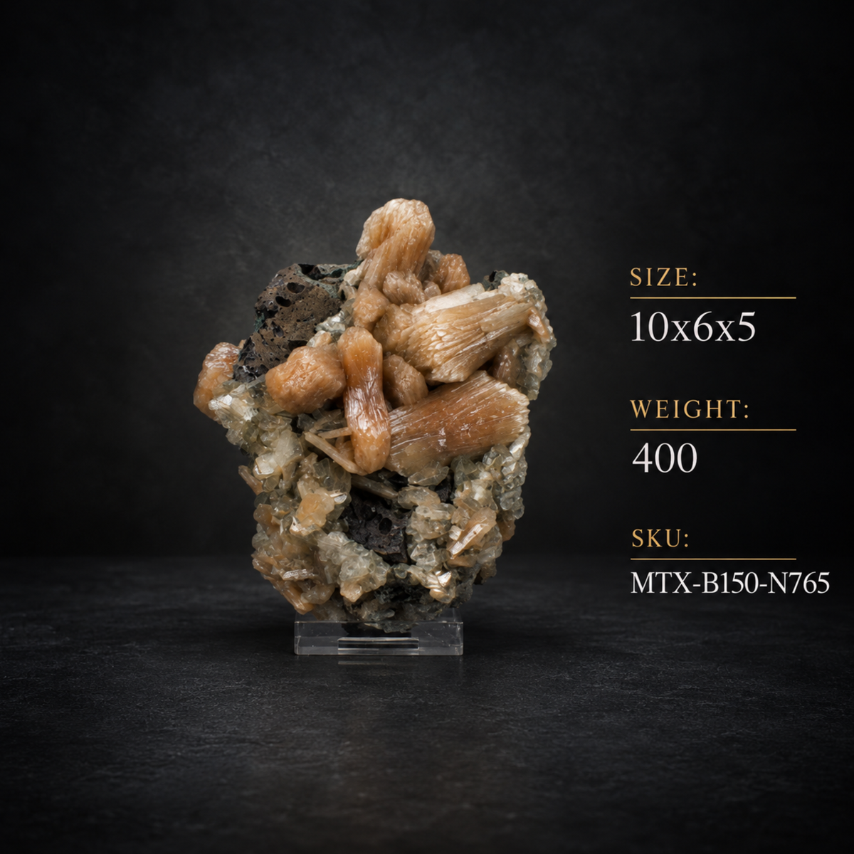 Stilbite & Heulandite Crystal Cluster on Basalt Matrix 10×6×5 cm | 400g