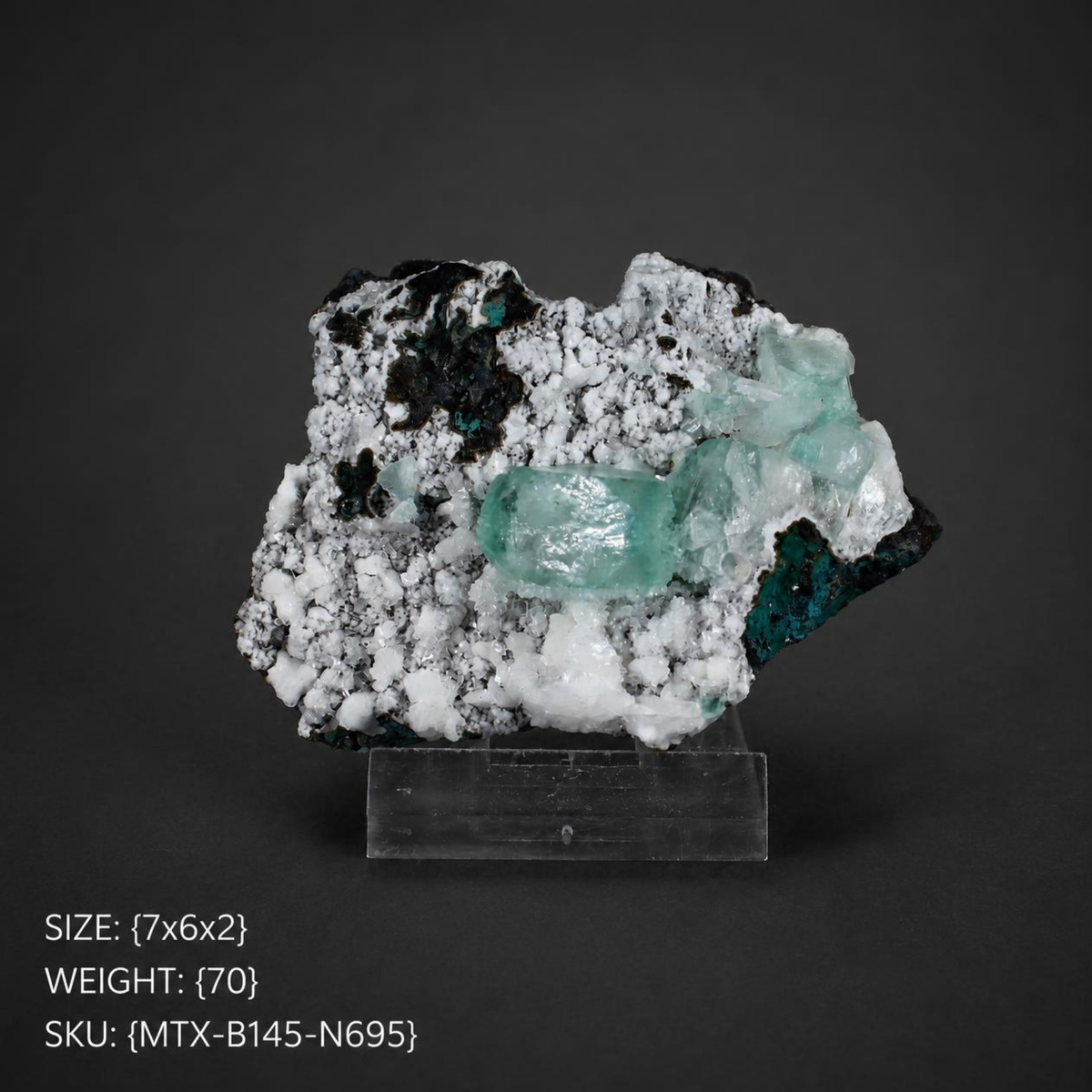Green Apophyllite Crystal Cluster on White Stilbite Matrix | Natural Mineral