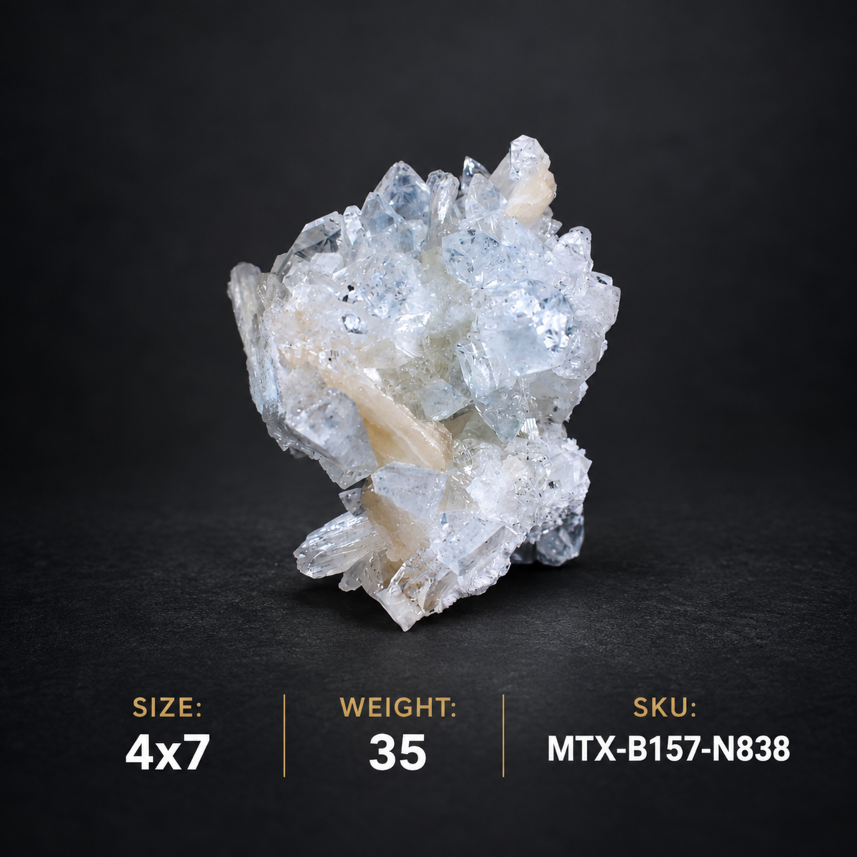 Natural Stilbite with Apophyllite Crystal Cluster – 35 g