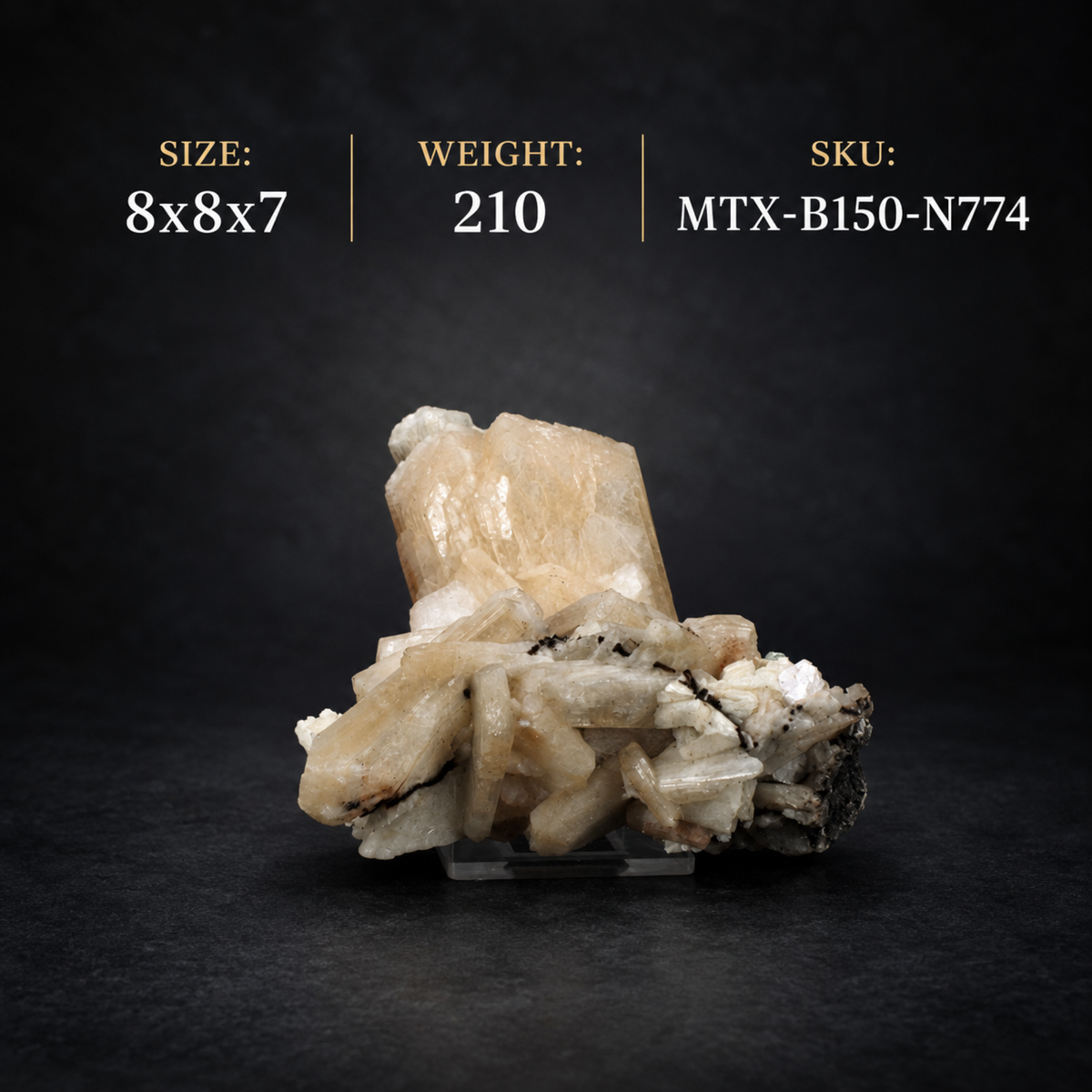 Natural Stilbite &amp; Heulandite Crystal Cluster on Matrix – 210 g