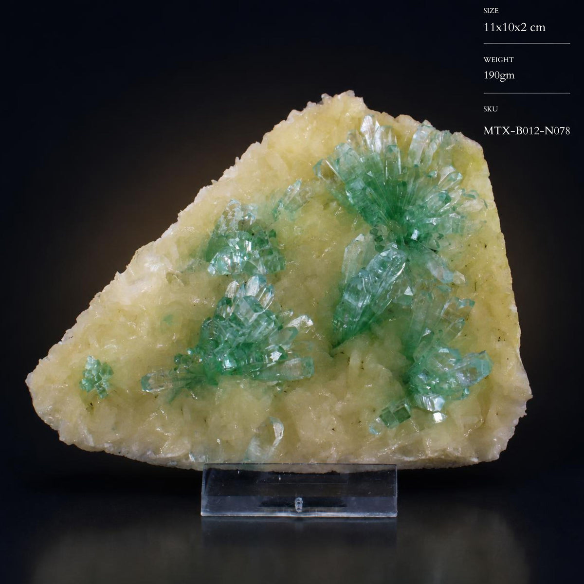 Natural Green Apophyllite with Stilbite Crystal Matrix Mineral Specimen from India 190 gm 11 × 10 × 2 cm