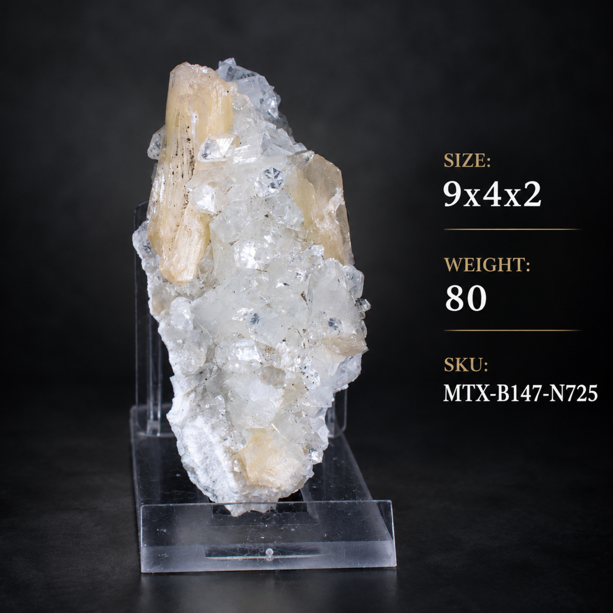 Apophyllite & Stilbite Crystal Cluster Deccan Traps Maharashtra India | 9 × 4 × 2 cm | 80 g