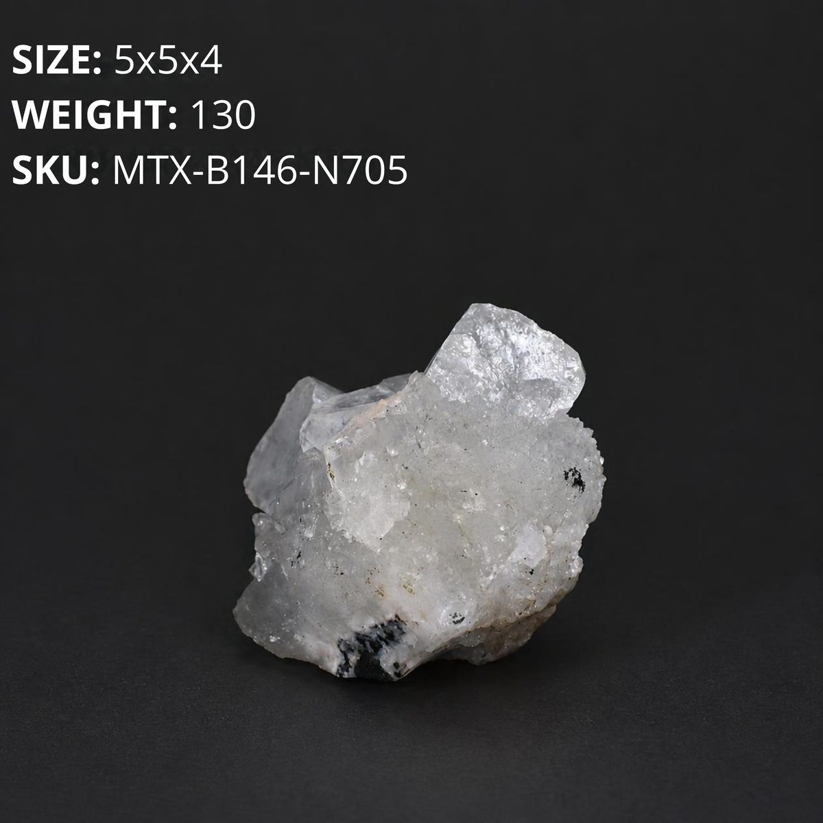 Apophyllite on White Quartz Crystal Specimen Natural Indian Mineral 130g