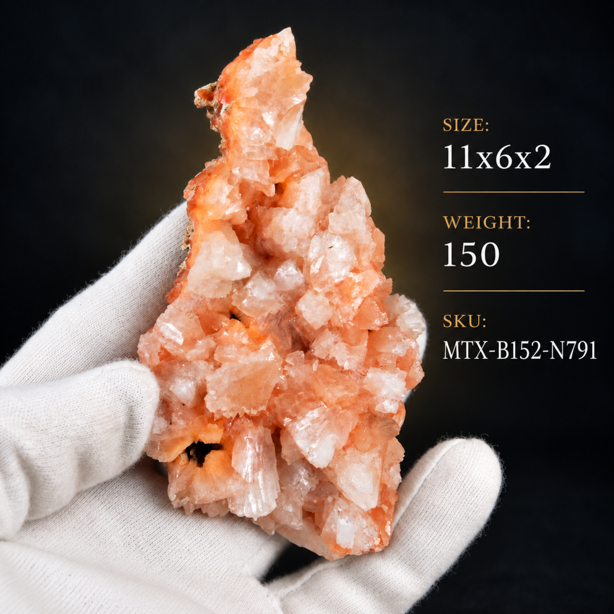 Natural Orange Stilbite Crystal Cluster – 150 g