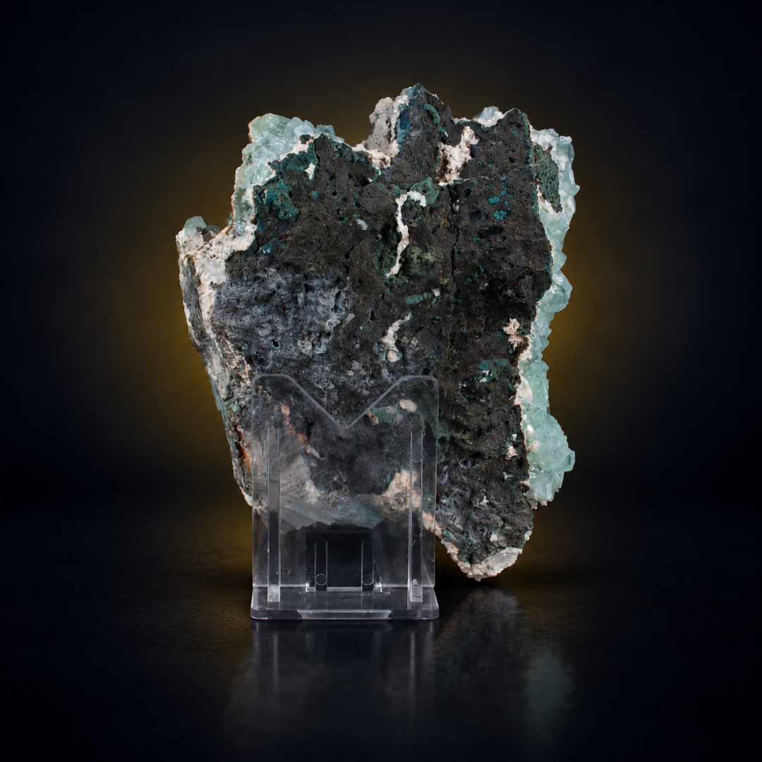 Natural Green Apophyllite with Scolecite Crystal Specimen – India