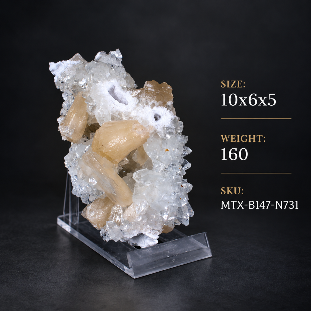 Stilbite & Apophyllite Crystal Cluster | 10 × 6 × 5 cm | 160 g