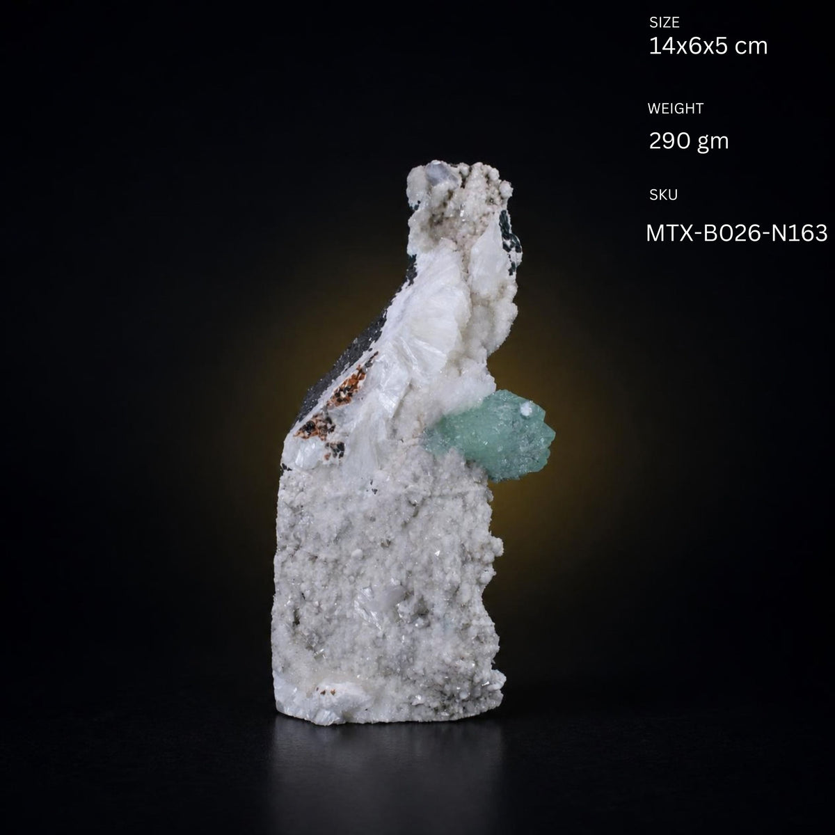 Natural Green Apophyllite with White Stilbite Mineral Specimen 14 × 6 × 5 cm 290 g