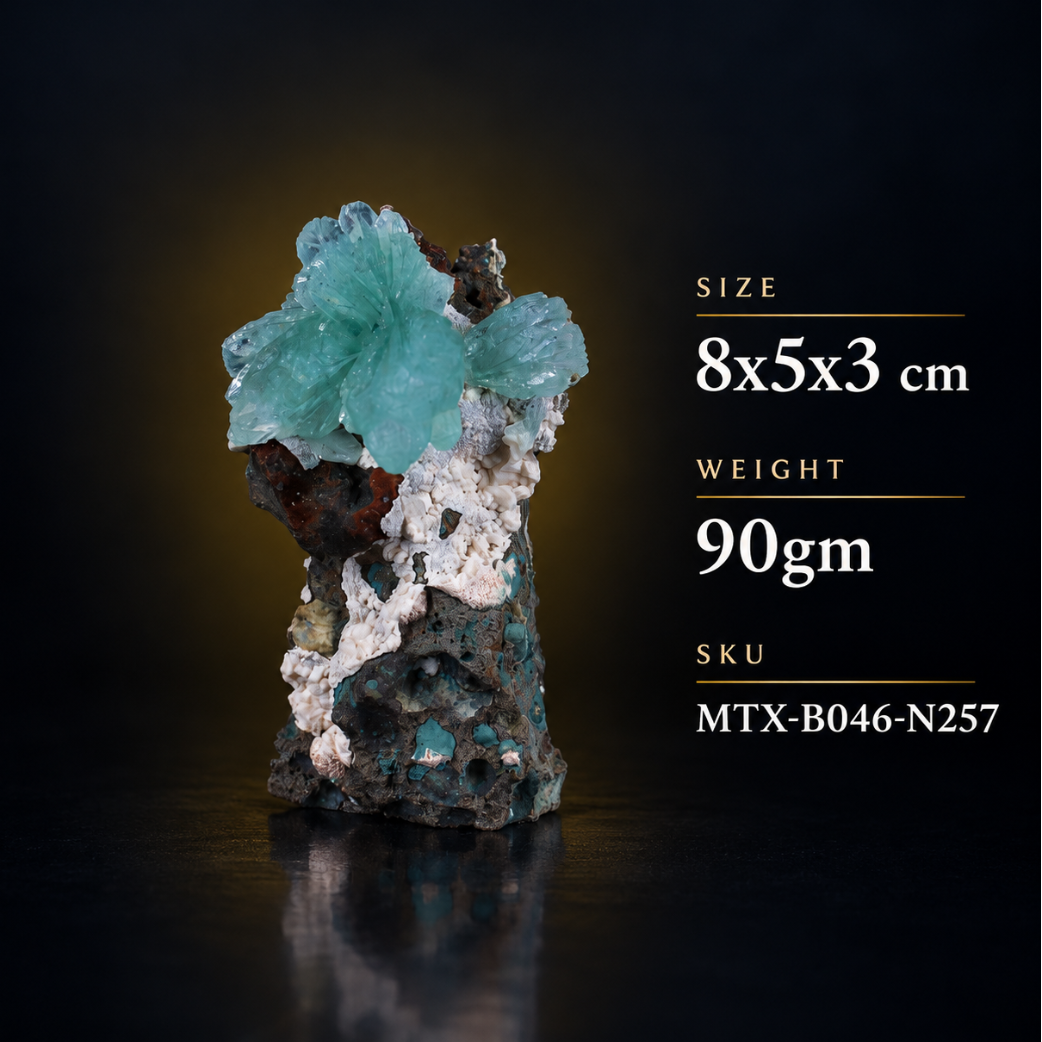 Green Apophyllite on Matrix · 90 g · 8 × 5 × 3 cm · India