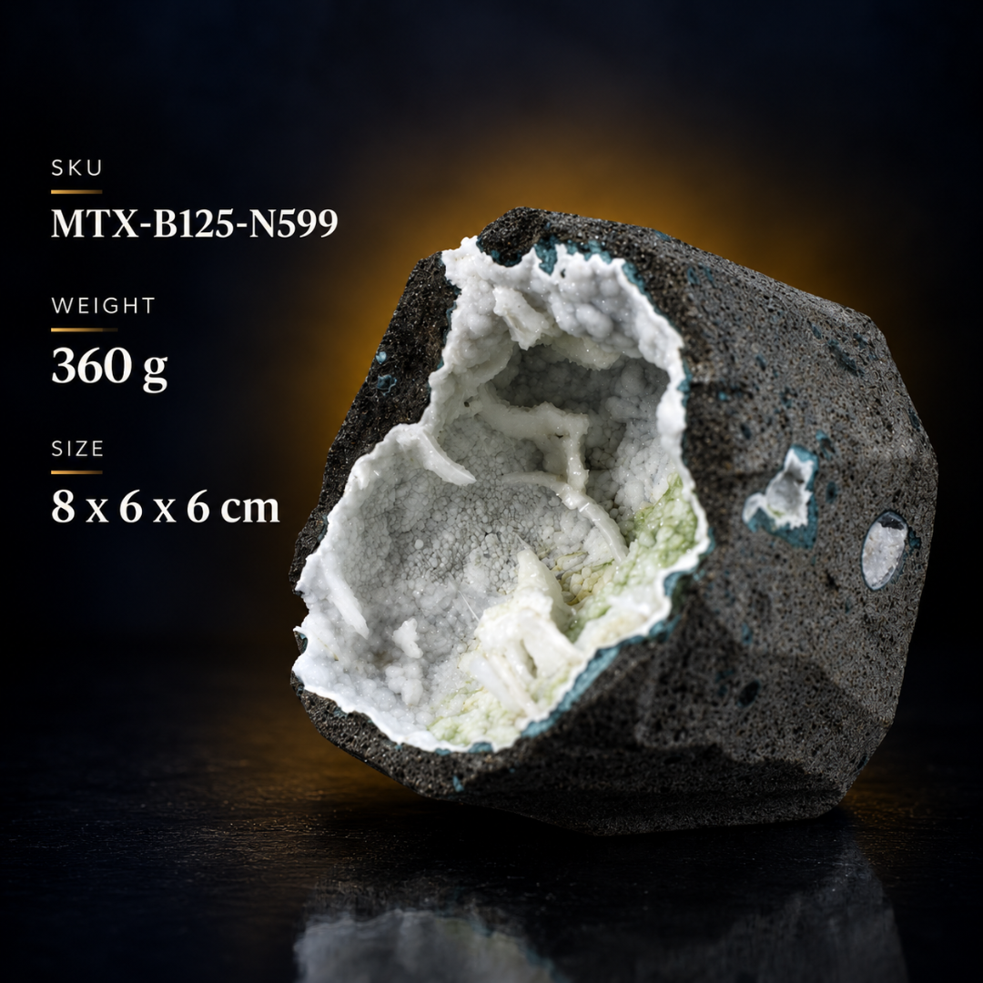 Natural Green &amp; White Chalcedony Geode – 360g