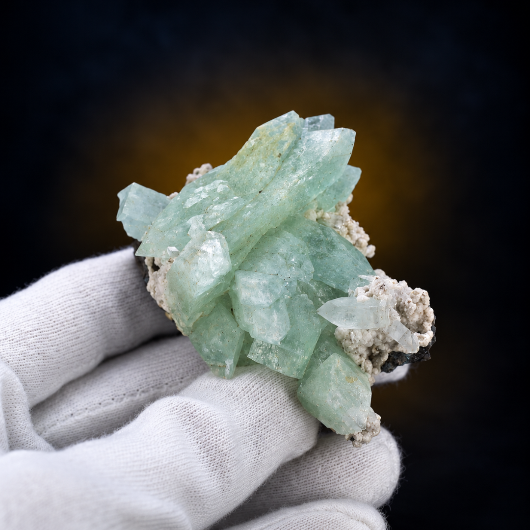 Natural Green Apophyllite with Stilbite Mineral Specimen – 70g