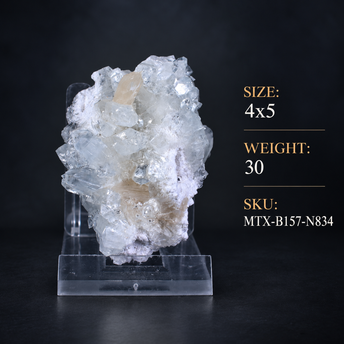 Natural Apophyllite with Stilbite Crystal Cluster – 30 g