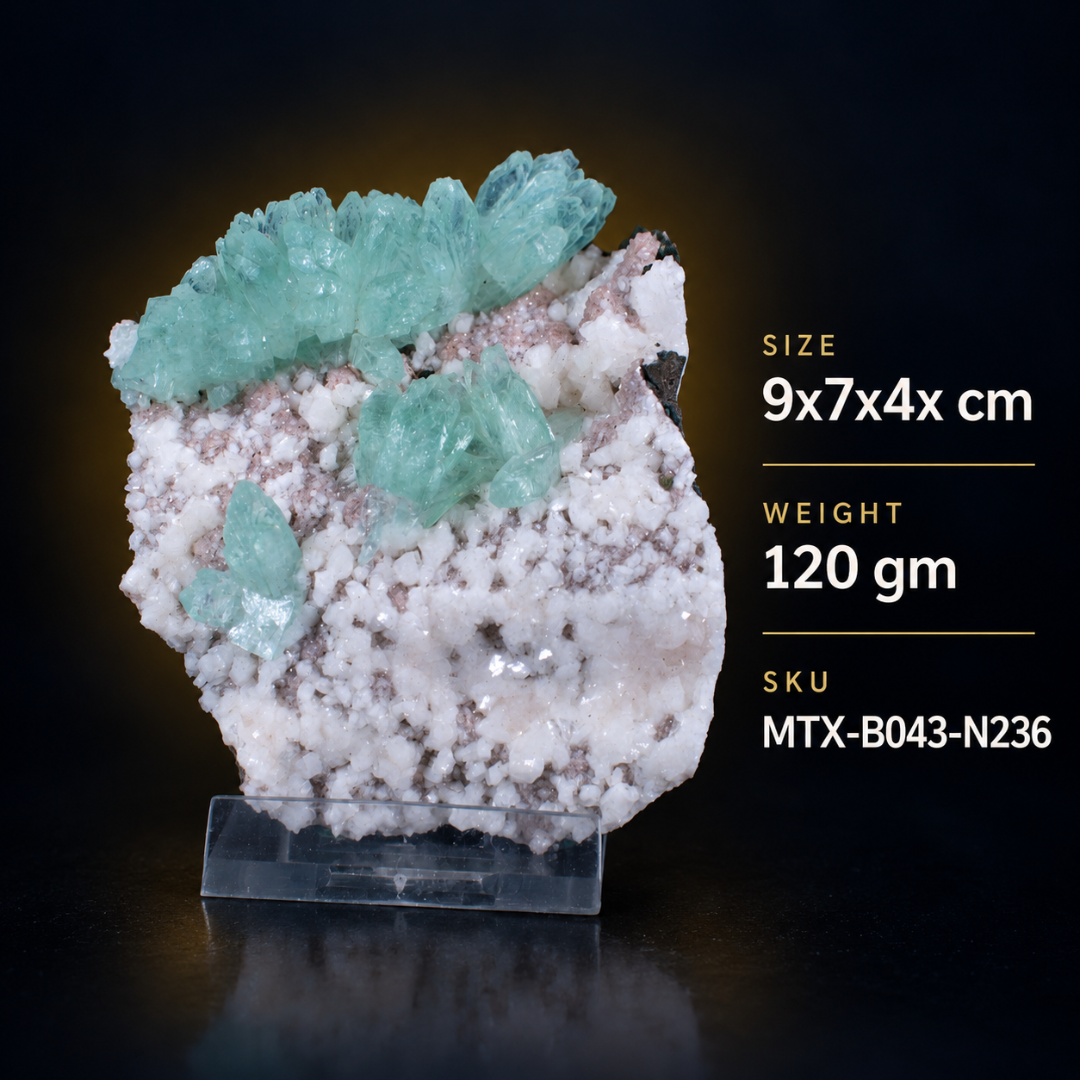 Green Apophyllite with Heulandite Matrix · 120 g · 9 × 7 × 4 cm · India