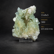green Apophyllite crystals growing with white Stilbite and Heulandite
