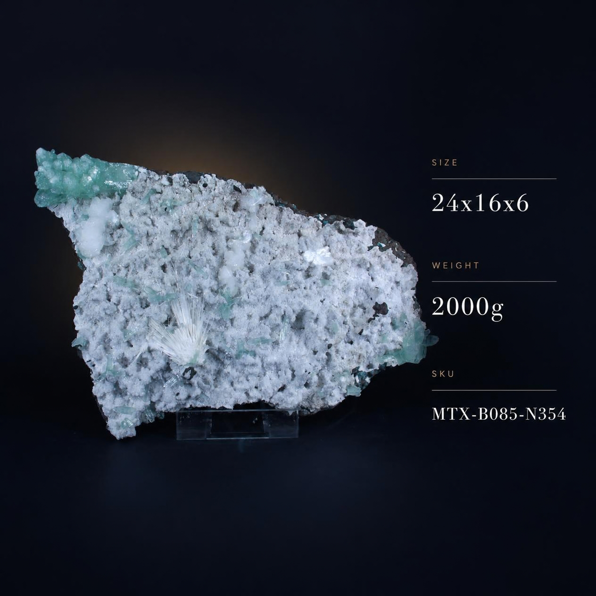 Natural Green Apophyllite with Heulandite Scolecite Crystal Specimen – India